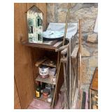 Lot of misc - paint supplies, 2 framed pictures,