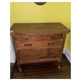 Antique oak washstand or small commode on wheels