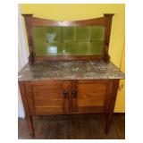 Antique late Victorian marble-top washstand with