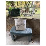 Oval ceramic planter, metal wall pocket planter