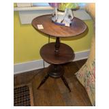 Vintage wooden 2-tier dumbwaiter side table 26in