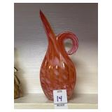 MCM orange and white swirled art glass pitcher