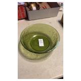 1979 FTD avocado/olive green pressed glass