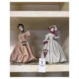 2 Florence Ceramics victorian lady figurines