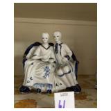 Blue and white porcelain victorian couple on