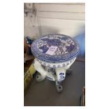 Blue and White Floral Plant Stand