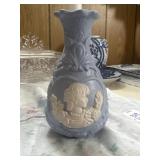 Vintage baby blue cameo bud vase