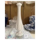 Fenton White Milk Glass Hobnail swung bud vase