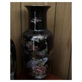 Vintage Japanese vase with a peacock and floral