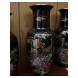 Vintage Japanese vase with a peacock and floral