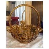 Vintage Fenton amber glass thumbprint colonial