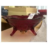 Vintage Fenton Ruby Red Amberina Glass footed