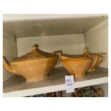 Victoria stamped orange iridescent tea set