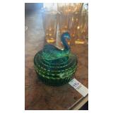 Vintage Jeannette Glass Swan Powder Jar