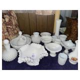 Lot of assorted milk glass pieces