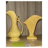 Vintage McCoy yellow grapevine pitchers small
