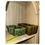 UPCO green geometric and bowtie planters