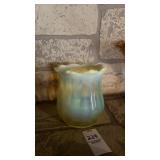 Antique Yellow Uranium Glass Crimped Opalescent