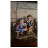 Lefton Bisque Porcelain Old Man & Boy Playing
