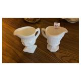 White Glass Sugar and Creamer Set