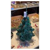 13 Inch Tall Ceramic Christmas Tree W Extra Bulbs