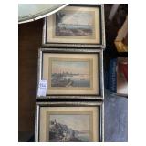 3 framed German landscape artwork