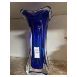 Chribska hand blown cobalt blue swung vase