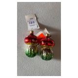Vintage Mushroom Glass Christmas Ornaments