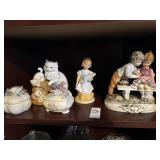 Shelf lot of collectible figures and trinket