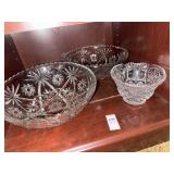 Lot of 3 cut glass bowls