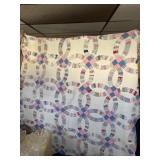 Vintage handmade double wedding ring quilt with