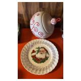 Ornament Jar and Vintage Santa Plate