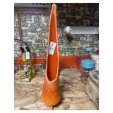 Vintage orange swung glass footed vase 16in tall