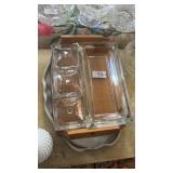 Glass Serving Dish and Metal Trays