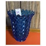 Blue Imperial Glass diamond point vase