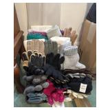 Lot of womens winter gloves and scarves