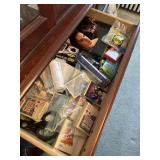 Drawer lot of playing cards, etc