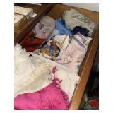 Drawer lot of vintage ladies scarves and doilies