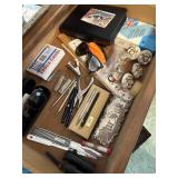 Drawer lot of vanity items - pens, pocket knives,