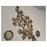 Vintage cherry blossom wall art and 2 mirrors