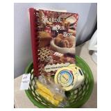 Lot of church cookbook, timer and corn handles