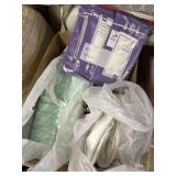 Box of adult briefs, bathing cloths etc