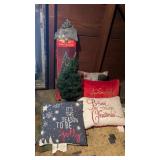 Christmas Pillows and Fiber Optic Tree