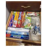Drawer lot of wrap, foil, bags etc