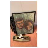 JFK Art, picture frames, and tape holder