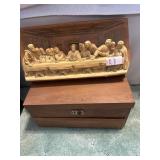 Vintage bas relief of the Last Supper and wooden