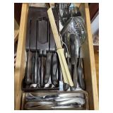 Drawer lot of knives and utensils- some Cutco