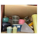 Shelf lot of assorted Tupperware- slice of pie