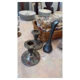 Silver Plated Candle Stick Holders and Vase