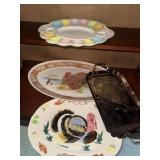 Lot of holiday serving platters